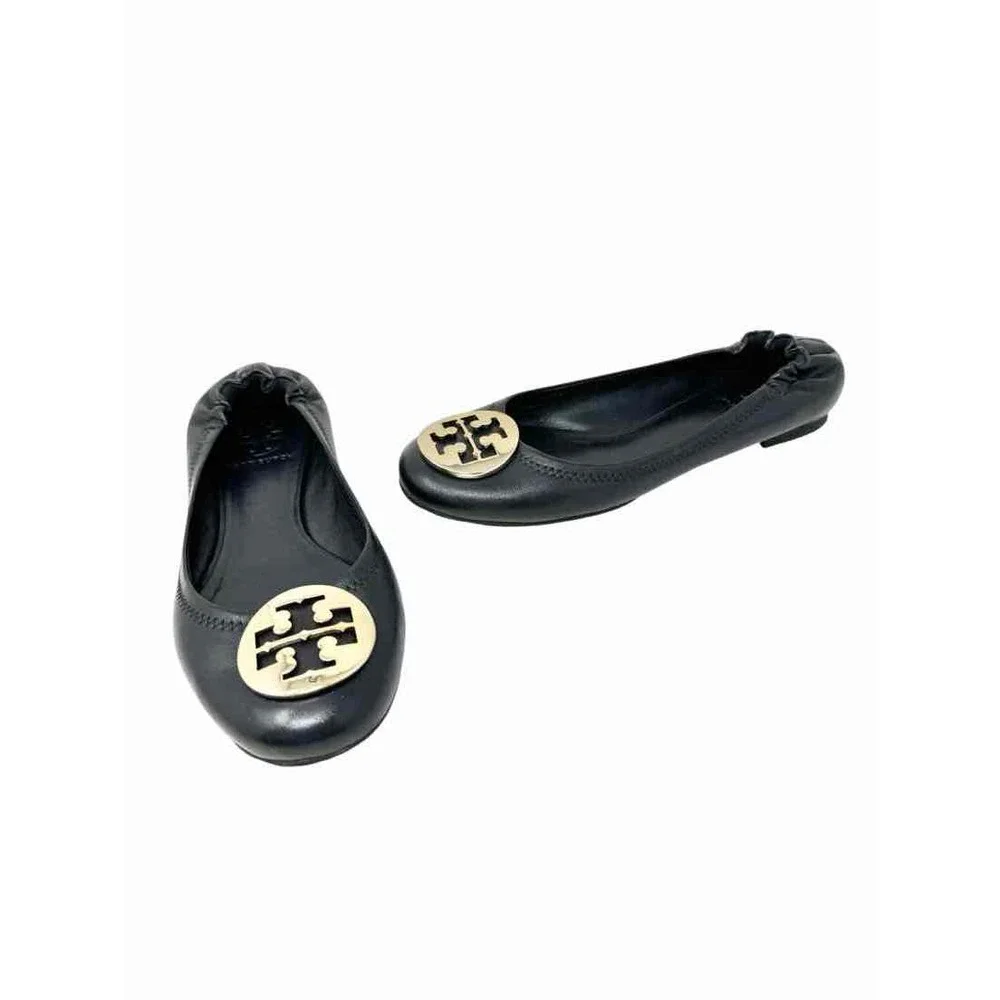 Shoe Size 7.5 Tory Burch Black Leather Flats